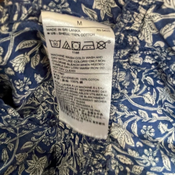 Banana Republic Blouse Womens Medium Blue Floral Boho Cottagecore Puff Sleeve - Picture 7 of 9